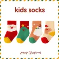 Kids Christmas thick plush socks variant set, winter warm cotton hosiery for boys and girls. - 0-1 Years / Red Christmas