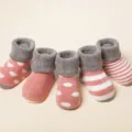 Chaussettes épaisses en coton pour bébé avec pois et rayures, confortables pour l'hiver. - B036