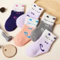 Chaussettes en coton epaisses mignonnes pour enfants hiver chaud bebe motif de chat - B071
