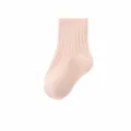 Pink ribbed cotton socks for kids, soft elastic top, comfortable everyday wear for babies. - 0-1 Years / Elegant Pink