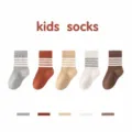 Kids striped mid-tube cotton socks, comfortable and stylish daily wear for children. - 0-1 Years / Warm Tone Striped