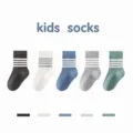 Kids Striped Cotton Mid-Tube Socks Set, Multi-Color Comfortable Student Sports Socks - 0-1 Years / Fresh Tone Striped