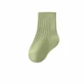 Comfortable baby cotton ribbed socks in mustard green, soft and breathable for kids daily wear. - Mustard Green