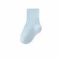 Baby cotton ribbed socks, cute children casual mid-calf socks in serene blue color variant. - Serene Blue