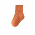 Cute toddler ribbed cotton socks in vibrant orange, comfortable loose-knit design for daily wear. - Orange