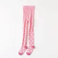 Joli collant rose en coton pour filles avec motif de cœur blanc, pantalon doux et sans couture - 6-8 ans / C012 - Cœur rose