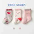 Comfortable thick plush kids socks with anti-slip grip sole, cute heart design, warm winter baby socks. - 0-1 Years / B214 - Heart Thickened Non-Slip Terry