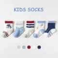 Chaussettes enfant mignonnes maille respirante coton lot de cinq pour été quotidien - B219-Monde océanique