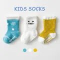 Chaussettes epaisses et douces pour enfants avec semelles antiderapantes, hiver chaud. - B216 - Chat en éponge épaisse antidérapante