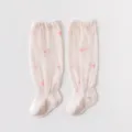 Cute baby knee high mesh socks with pink heart pattern breathable cotton summer anti mosquito style. - 0-1 Years / Solid Pink Heart
