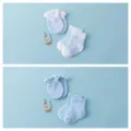 Baby cotton socks and anti-scratch mittens set, soft breathable summer newborn infant wear. - 0-6 Months / Blue