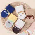 Cute cartoon thick terry baby socks autumn and winter warm anti-slip children socks - 0-1 Years / Men's B074 5-Color Assorted Pack