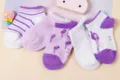 Comfortable thick cotton socks for kids, cute patterns, soft and breathable daily wear pairs - 0-1 Years / Purple (B077)