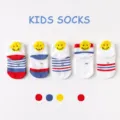 Jolies chaussettes en coton pour enfants avec motif visage souriant, respirantes et confortables. - B115 - Visage souriant
