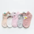 Chaussettes courtes en coton mesh respirant pour enfants, design animal mignon, lot de 5 paires. - B138 soie glacée