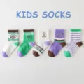 Kids cotton socks variant with colorful stripes and stylish letters for spring and summer. - 230310-Colorful Letter Style