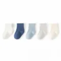 Lot de chaussettes courtes unies décontractées pour enfants, chaussettes en coton confortable. - 0-6 Mois / 130347-Ensemble bleu abysse