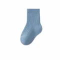 Baby ribbed cotton socks in denim blue, soft elastic cuff design for infants and toddlers. - Denim Blue