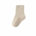 Ribbed cotton baby socks in apricot color, comfortable soft toddler crew socks for everyday - Apricot