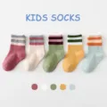 Kids striped socks multi-color cute set, comfortable cotton crew socks for boys and girls. - 3-5 Years / B194 - Striped