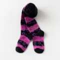 Collant in cotone per bambine, calzamaglia senza cuciture con motivo nero e rosa - B100 - Strisce rosse e nere