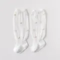 Infant breathable mesh knee high socks white cotton baby anti mosquito long socks cute floral - 0-1 Years / White With Flower