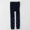 Leggings collant in cotone per bambine blu scuro con grazioso motivo a fiocco morbido. - Collant a tre quarti - Blu navy con fiocco