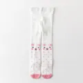 Simpatici collant di cotone per bambini con motivo orso rosa, leggings bianchi traspiranti. - C017 - Gattino rosa
