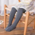 Ragazze grigio collant di cotone lavorato a maglia variante, leggings morbidi traspiranti - B057 Grigio scuro