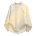 Herren Freizeit Rundhals Waffelstrick Pullover, bequemes einfarbiges Langarm Oberteil. - L / Oberteile / Aprikose