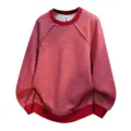 Herren lässiger Rundhals Strick Pullover Langarm bequemes Oversize Oberteil in Rot. - L / Oberteile / Rot