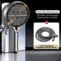Gunmetal Grey 8-Mode Handheld Shower Head with 145mm Large Panel and 1.5M Anti-Explosion Hose - 8-Mode Pressurized Showerhead + 1.5M Hose / Titanium Grey