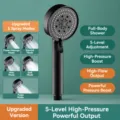 Pommeau de douche a main noir 5 modes haute pression pour salle de bain moderne. - Pommeau de douche booster à 5 modes Dark Knight / Noir