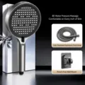 8-Setting High Pressure Shower Head Large Panel with 1.5M Hose and Bracket for Bathroom - 8-Mode Pressurized Showerhead + 1.5M Hose + Bracket / Titanium Grey