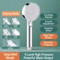 Handgehaltene Duschkopf mit 5 Modi Hochdruck Sprühgerät für Badezimmer Dusche. Robust. - Weiche Düse / Silber