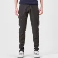 Men's Slim Fit Stretch Cargo Jeans in Dark Grey Casual Multi-Pocket Denim Pants Style - XS-29 / Black