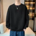 Herren lässiger lockerer schwarzer Langarm Sweatshirt Pullover mit BKK Brustdruck - M / Schwarz