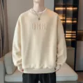 Lässiger, bequemer Herren Langarm Pullover in hellem Gelb, modischer Oversized Rundhals Sweatshirt. - Khaki