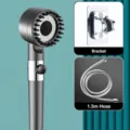 Gunmetal filtered high-pressure handheld shower head set with bracket and 1.5m hose - Filter Shower Head with Spray + 1.5m Silver Explosion-Proof Hose + Silver Bracket