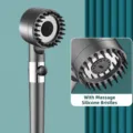Gunmetal filtered high pressure handheld shower head with silicone massage brush and stop button - Filter Shower Head with Spray [Original Color]