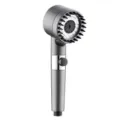Handheld pressurized shower head with one-stop button and massage silicone jets for bathroom. - Shower Head with Spray [Natural Color]