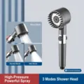 Handheld shower head with pressure booster function, multi-mode spray and universal interface. - Shower Head with Spray [Painted Version]