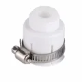 Universal faucet connector adapter with metal hose clamp for kitchen tap splash guard. - Set of 2 Adapters