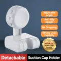 Adjustable White Suction Shower Head Holder 1 Pack Strong Load Bearing Wall Mount - White