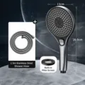 Handheld pressurized shower head set with large panel, 1.5m hose and filter mesh. - Pressurized Shower Head + 1.5m Explosion-Proof Hose / Starry Gray