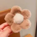 Pince à cheveux fleur en peluche marron et blanc, idéale pour les coiffures automne-hiver. - 5# Fleur Café
