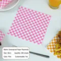 Pink and white checkered food grade greaseproof wrapping paper sheets for baking - 18*18cm (200 Sheets/Pack) / Pink Plaid
