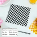 Black checkered greaseproof paper for food packaging - 18*18cm (200 Sheets/Pack) / Black Plaid