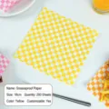Gelbes kariertes fettdichtes Papier für Lebensmittelverpackungen, 18cm quadratische Matte - Gelbes Karomuster