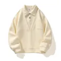 Herren US College Stil Falsche Zweiteilige Polo Kragen Pullover Offwhite Langarm Top - L / Aprikose